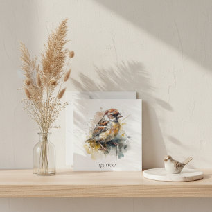 Cartão De Festividades Pardal Aquarela Rústica, personalizado