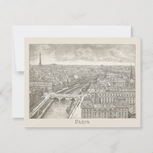 Cartão De Festividades Paris Antigo França Torre Eiffel IMPRESSO