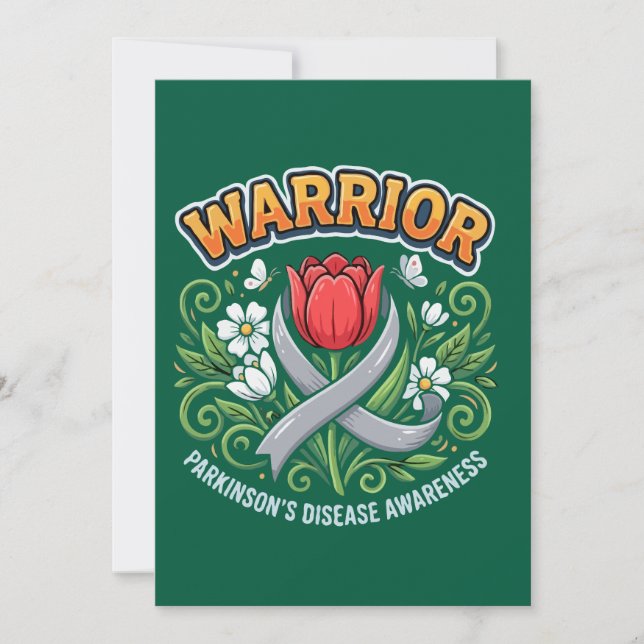 Cartão De Festividades Parkinson's Disease Awareness Warrior Red Tulip  (Frente)