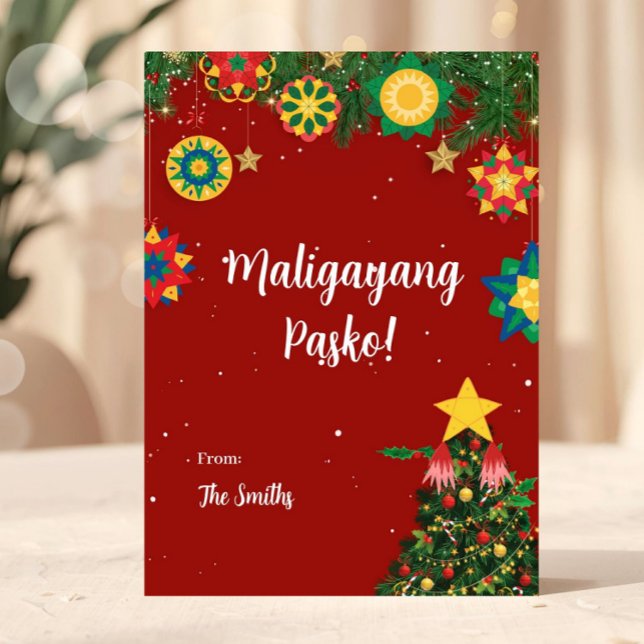 Cartão De Festividades Parol Maligayang Pasko Filipino Christmas Card (Maligayang Pasko Philippines Christmas Card)