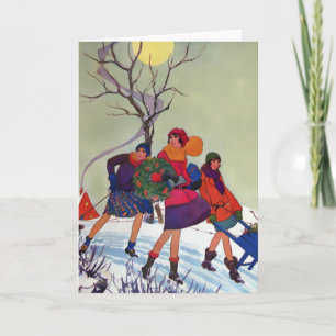 Cartão De Festividades Parque de Brookmont, ilustração do Natal do 1920