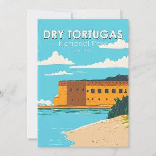 Cartão De Festividades Parque Nacional Dry Tortugas Flórida Fort Vintage