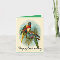 Parrots Happy Anniversário Greeting Card