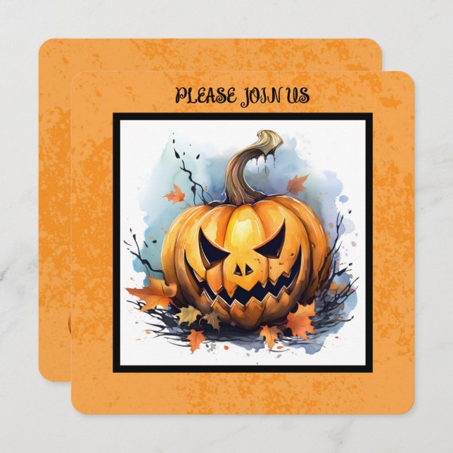 CARTÃO DE FESTIVIDADES PARTIDO DE CONCURSO DE CARVÃO DE PUMPKIN (Frente/Verso)