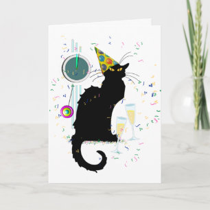 Cartão De Festividades Partido do Feliz ano novo do Chat Noir