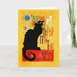 Cartão De Festividades Partido do Feliz ano novo do Chat Noir