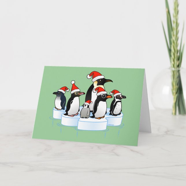 Cartão De Festividades Partido dos Pinguins de Natal (Frente)