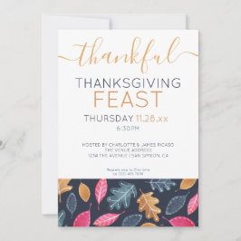 Cartão De Festividades Partido Jante de Ação de Graças do Woodland Leaf P