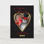 Cartão De Festividades Partner Christmas Card - Snowman In Heart<br><div class="desc">Partner Christmas Card - Snowman In Heart</div>