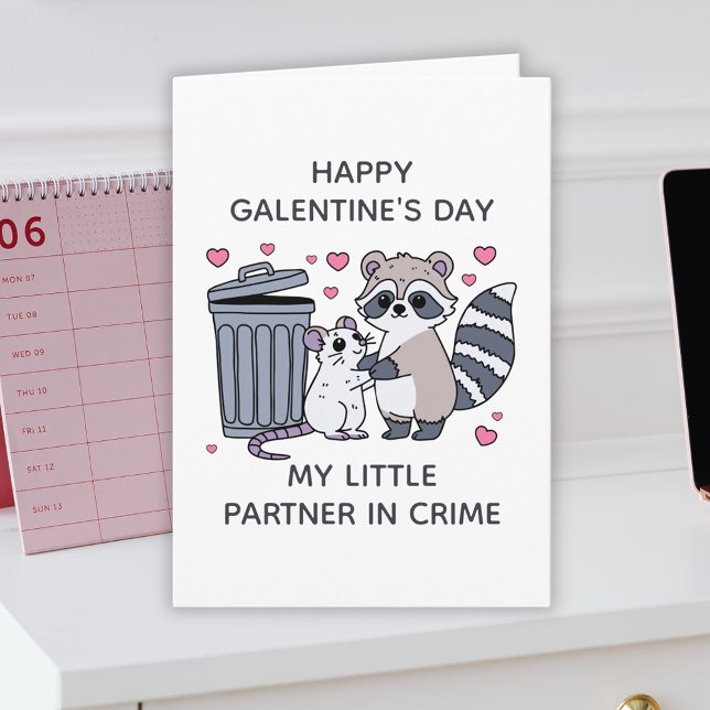 Cartão De Festividades Partner In Crime Funny Galentines Day (Partner In Crime Funny Galentines Day Holiday Card
)