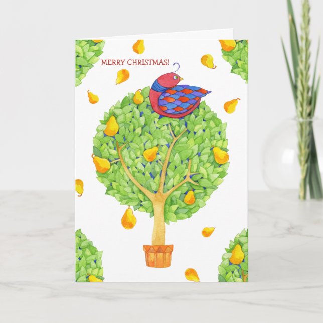 Cartão De Festividades Partridge in a Pear Tree Christmas Card (Frente)