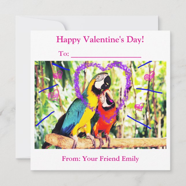 Cartão De Festividades Parvalos Sala de Aula Divertida dos Papagaios do A (Frente)