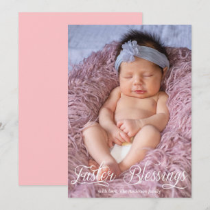 Cartão De Festividades Páscoa Abençoa A Família Bebê Foto Rosa
