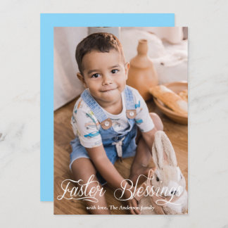 Cartão De Festividades Páscoa Beneficia Família Baby Boy Foto Azul