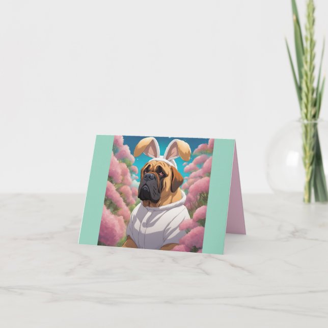 Cartão De Festividades Páscoa Bullmastiff (Frente)