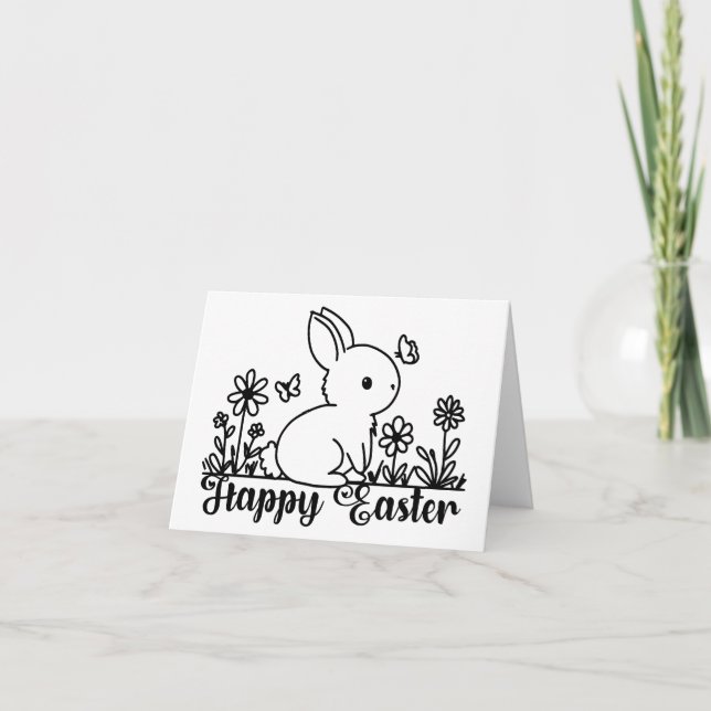 Cartão De Festividades Páscoa Bunny Doodle (Frente)