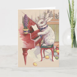 Cartão De Festividades Páscoa Bunny Tocando Piano Hyacinth