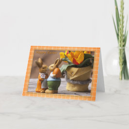 Cartão De Festividades Páscoa - Casal de coelho Felz pascoa