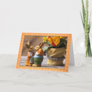 Cartão De Festividades Páscoa - Casal de coelho Felz pascoa