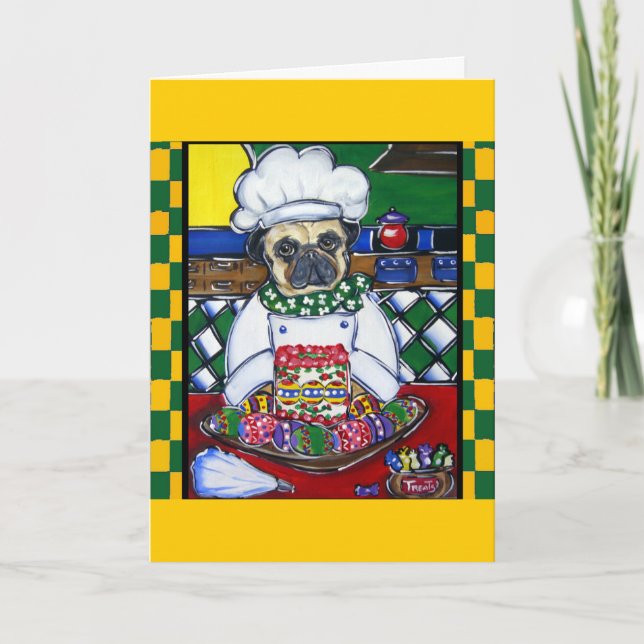 Cartão De Festividades Páscoa Chef Pug (Frente)
