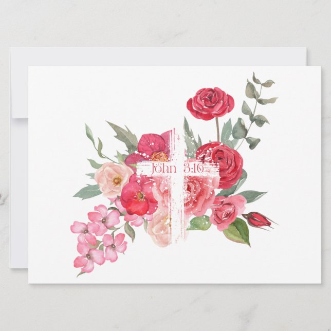 Cartão De Festividades Páscoa/Cruz/ João 3:16/Jesus (Frente)