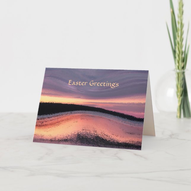 Cartão De Festividades Páscoa de Abstrato de Onda Sunset Ocean (Frente)