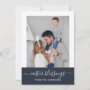 Cartão De Festividades Páscoa de Fotografias da Família de Script de Ma