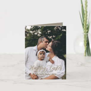 Cartão De Festividades Páscoa de Fotografias da Família de Script Moderno