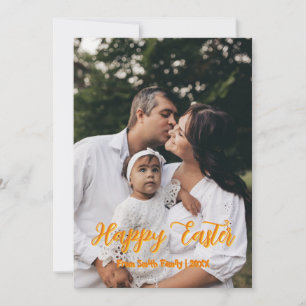 Cartão De Festividades Páscoa de Fotografias da Família de Script Moderno