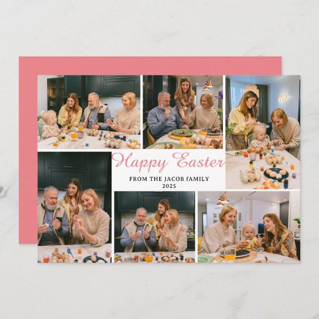 Cartão De Festividades páscoa elegante da família 6 de bençãos modernas (Frente/Verso)