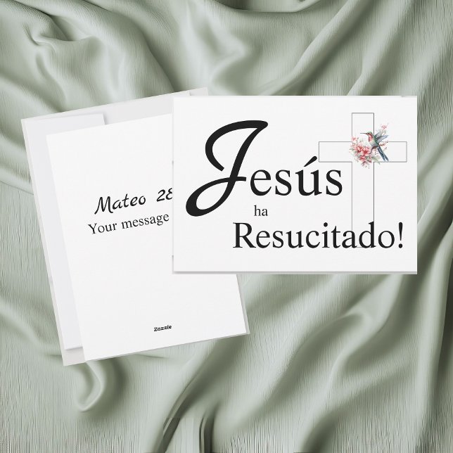 Cartão De Festividades Páscoa elegante "Jesús tem resucído" espanhol ("Jesús ha resucitado" easter Christian greetings flat card, personalized Spanish text, & verse)