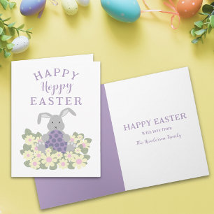 Cartão De Festividades Páscoa Feliz Personalizada Hoppy Coelho Floral Fof