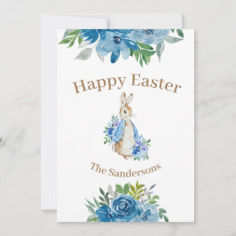 Cartão De Festividades Páscoa Floral Personalizada Peter Rabbit Watercolo