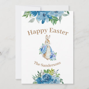 Cartão De Festividades Páscoa Floral Personalizada Peter Rabbit Watercolo
