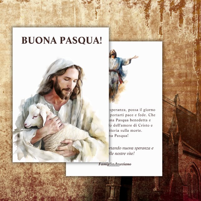 Cartão De Festividades Páscoa italiana Buona Pasqua Jesus (Criador carregado)