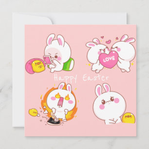 Cartão De Festividades Páscoa Kawaii
