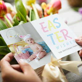 Cartão De Festividades Páscoa moderna deseja fotos personalizadas Pastel