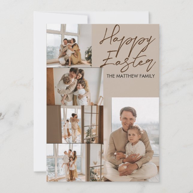 Cartão De Festividades Páscoa moderna e elegante, colagem de cinco fotos  (Frente)