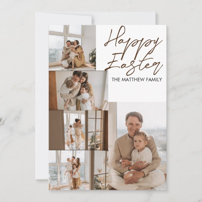 Cartão De Festividades páscoa moderna elegante, colagem de fotos cinco da (Frente)