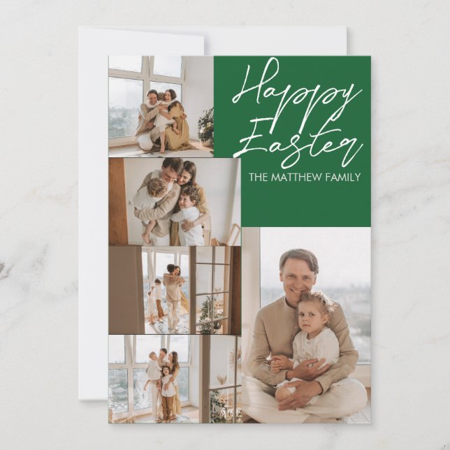 Cartão De Festividades páscoa moderna elegante, colagem de fotos cinco da (Frente)