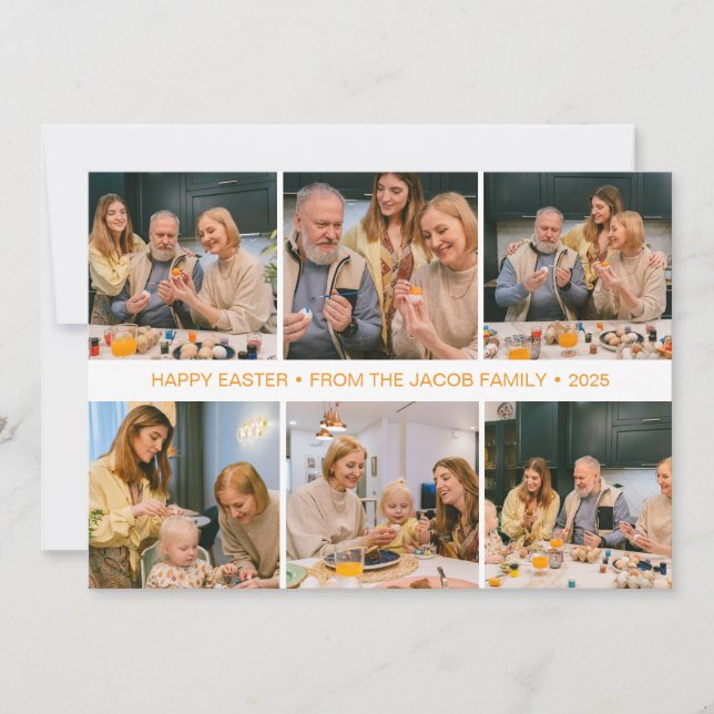 Cartão De Festividades páscoa moderna elegante, família Seis colagem foto (Frente)
