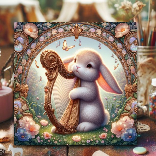 Cartão De Festividades Páscoa Music Bunny Art Nouveau (Criador carregado)