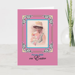 Cartão De Festividades Páscoa para a esposa - senhora do vintage com