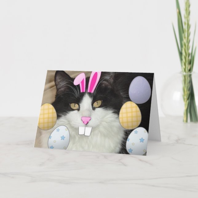 Cartão De Festividades Páscoa Preto e Branco (Frente)