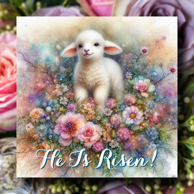 Cartão De Festividades Páscoa Religiosa Pastel Watercolor Lamb (Criador carregado)