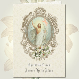 Cartão De Festividades Páscoa Religiosa Ressurreição Jesus Oração