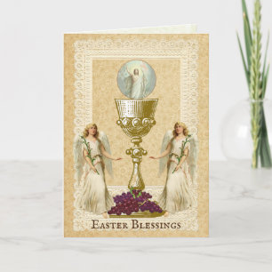 Cartão De Festividades Páscoa Ressurreição Jesus Anjo Eucaristia Católica