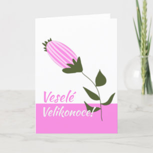Cartão De Festividades Páscoa Tcheca - Cor-de-rosa