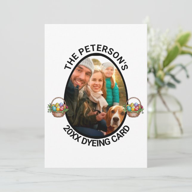 Cartão De Festividades Páscoa | Tingimento de Fotos Personalizado da Famí (Em pé/Frente)