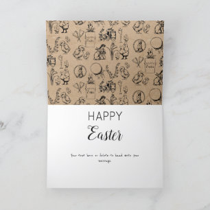 Cartão De Festividades Páscoa Vintage Coelho e Pintinho Kraft Brown Pás